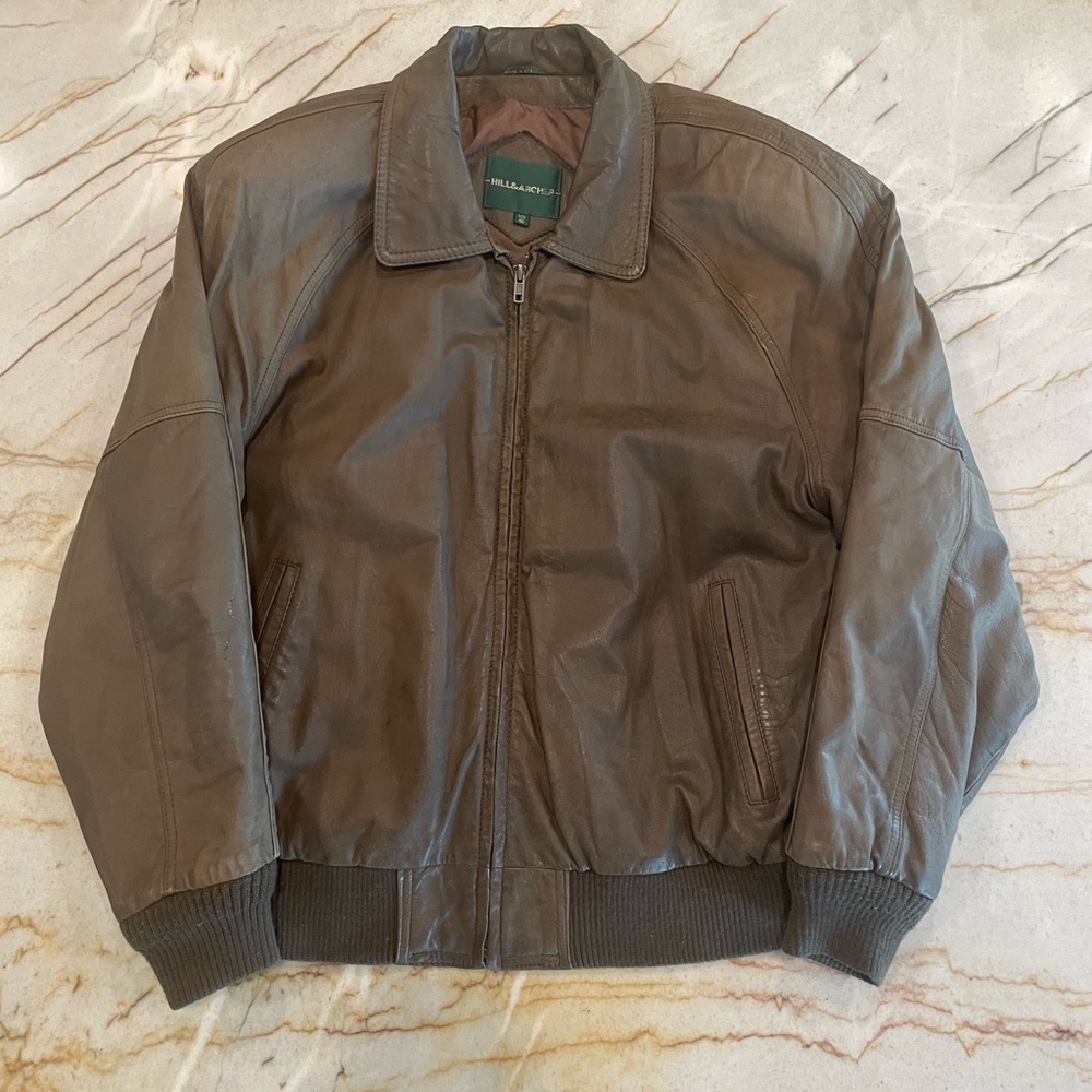 Hill & Archer Leather Bomber Jacket